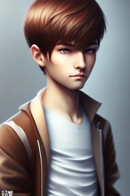 Shota, cute, brown hair, portrait