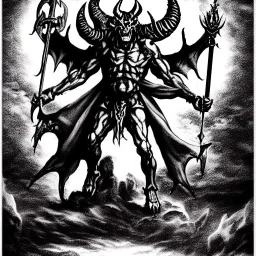 Devil demon satan king knights war code prophecy black and white