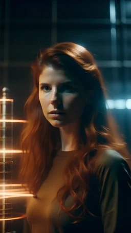 a photorealistic, 8k, ultra realistic, ultra detallado, tesla coil con visible rayos eléctricos, girl beaty que levita