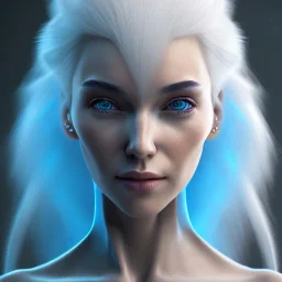 head and shoulders portrait of a women with blue skin and white hair, 8k resolution concept art portrait