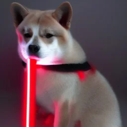 darth shiba inu with a red light saber