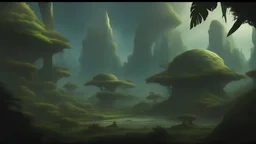 concept art alien planet and jungle and galaxy