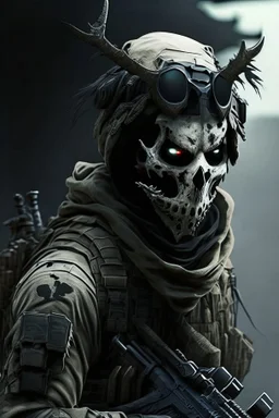 A soldier in the game modern warfare, he wears a skull mask with horns that covers his face. He is a sniper, but can also run point. His call sign is Wraith. Couple