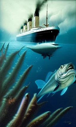 scene from titanic inside the eye of a fish