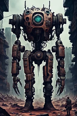 Chronomorph CybPost-Apocalyptic Tribal Wasteland , neo cyberpunk people, deep colors, , The atmosphere dystopian, mecha, ruins, sharp focus, intricate details, weird, cinematic