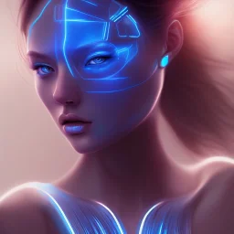 cyberblue, head, woman, portrai, tron