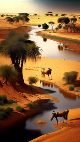 Africa, farming, river and desert