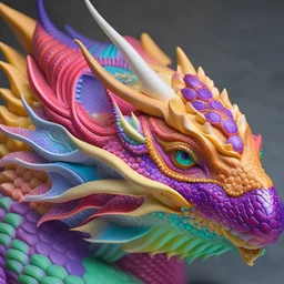 Gorgeous dragon head made from all colors of marzipan