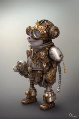 small cute steampunk mechanical monkey