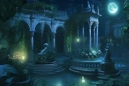 Night in the garden of the palace of good and evil