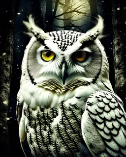 create picture: a white owl in wood nature, mesmerizing beautiful By Jean-Michel Basquiat —ar 2:3 —stylize 250 —v 5.2