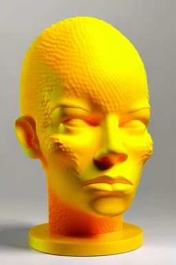 Yellow rubber face with rubber effect in all face with orange sponge rubber effect hair