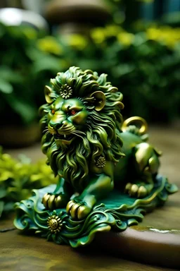 green lion in dragon peplue