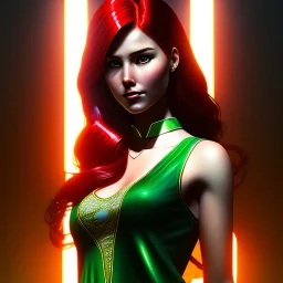 portrait of mary jane watson, red hair, green eyes, black tanktop, intricate, elegant, glowing lights, highly detailed, comic style, artstation, concept art, smooth, sharp focus, illustration, art by wlop, mars ravelo and greg rutkowski