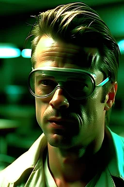 brad pitt from fight club wearing swimming goggles