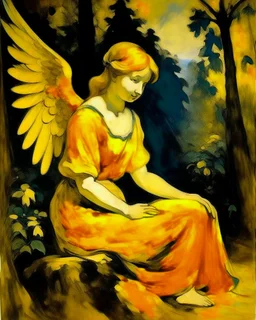 A yellow angelic heavenly light painted by Paul Cézanne