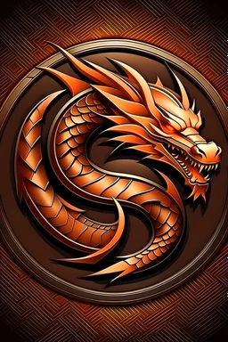 dragon logo, leather background