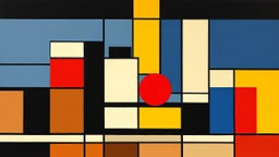 Conceptual art piece, abstract interpretation of the line of domesticity, using geometric shapes and bold colors, by Piet Mondrian and Kazimir Malevich, minimalism style