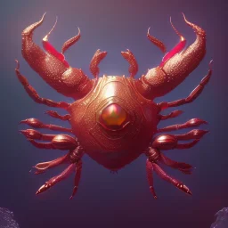 Red Ruby gemstone encrusted crab 8k resolution concept art by Greg Rutkowski dynamic lighting hyperdetailed intricately detailed artstation art trending on Artstation triadic colors Unreal Engine 5 volumetric lighting Alphonse Mucha WLOP Jordan Grimmer orange and teal"