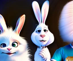 Portrait of Snowball with the key, the rabbit from The Secret Life of Pets.