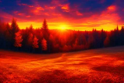 Amazing sunset with epic autumn landscape, ultra hd 4k, photography, hyperrealistic