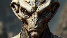 a photorealistic portrait of an alien emperor. non humanoid.