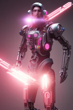 render the immage like cyborg cyberpunk neon creapy flash light