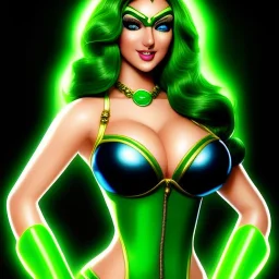 ultra detailed fullbody portrait of beautiful busty Jade DC Universe, wearing skintight green costume, extremely detailed digital painting, intrincate, extremely detailed smiling face,crystal clear Big Green eyes, in the style of adam hughes , mystical colors , perfectly centered image, perfect composition, rim light, beautiful lighting,8k, stunning scene, raytracing