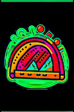 Craft an simplified flat image of a stylized taco, using unbroken fixed-width lines and balanced, minimalist clip art aesthetics, icon for neon sign, no shading