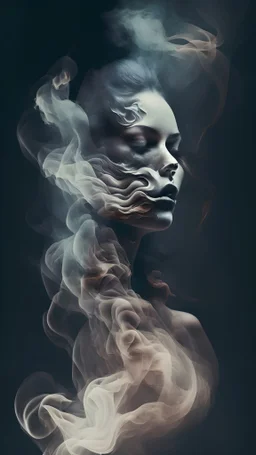 Woman shape in art with smoke