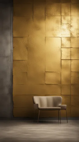 Hyper Realistic grungy-glowing-golden-blocked-wall textured room