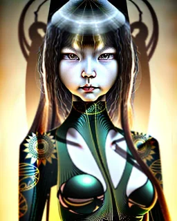 Detailed anime Kunoichi girl, long brown hair, green eyes, black latex bodysuit, intricate detail, portrait, keep head in frame, smile, black Japanese motif, concept art, highly detailed, digital painting, concept art, sharp focus, illustration, art by Yoji Shinkawa, WLOP and greg rutkowski and alphonse mucha and artgerm and yanjun Chen and Junji ito and Makoto Shinkai, HDR, octane render