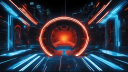 tron legacy movie, city of lights blue, red and orange, programs,