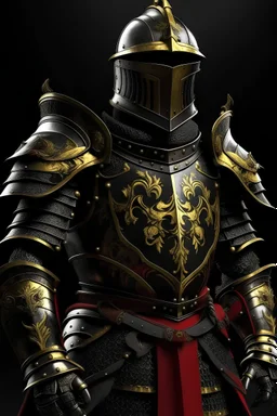 Knight with black, red and golden armor