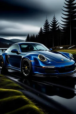 porsche 911 turbo s dark blue in norway
