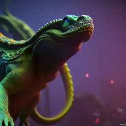 Reptile like creature with tentacles,Ultraviolet,dimension, unreal engine 5, 8k resolution, photorealistic, ultra detailed