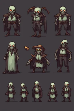 cute pixel undead soul sprite sheet for animation (idle, run, jump movement)