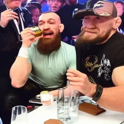 khabib drinking a whisky with conor mcgregor in a disco