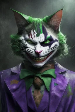 A picture of a cat in the form of a joker, a professional, high JPEG image