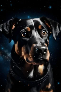 generate an image of a dog in space