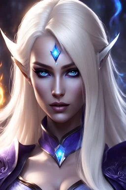 masterpiece, rounded eyes, perfect face, white wings, female drow wizard, blonde hair, 4k