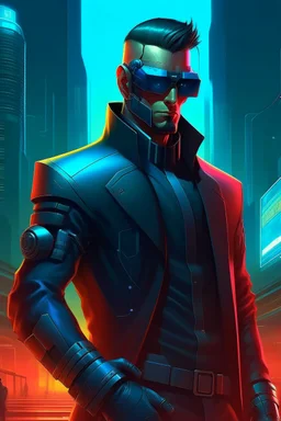 cyberpunk retro futuristic corporate man
