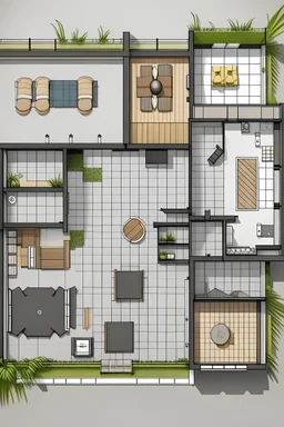 Plano de 1 casa de 1 planta de 3 metros de ancho y 12 metros de largo con dos dormitorio , 1 sala y 1 cocina