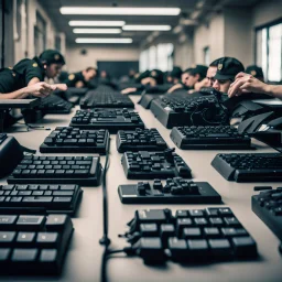 a dystopian military cyber school more keyboards even more keyboards