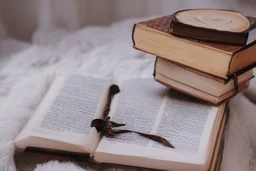 Floating magical book being held by magic