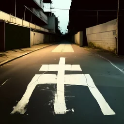 Minimal contemporary abstract oil paintings of a dirty desolate 1960s carpark with road markings and concrete fragments. style of Justin Mortimer and Francis Bacon.