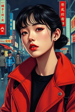 Fine Art Portrait by Ilya Kuvshinov, Pointillism, Detailed Character Illustrations, pattern-based painting, depictions of urban life, richly detailed genre paintings, Trending on artstation, Trending on MidJourney, Award Winning, Timeless art work, Masterpiece, Genius, Worldclass, Extra ordinary, Aesthetic, Beautiful, Stunning, Brilliant, cinematic, Dynamic, Cinematic lighting, inspirational, 4K resolution, 8K resolution, Artstation HD, Artstation HQ, Vivid, Vibrant, Ultra detailed, Octane rende