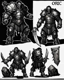 tabletop RPG ORC MALE WARRIOR IN STEEL ARMOR Evil rpg art no background