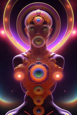 meditation, third eye, universe, fourth dimension, fractal, realistic, 8k, high quality, extreme detail, symmetrical, chakra, human