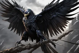 Venom crow in 8k anime realistic drawing style, black wings, close picture, apocalypse, intricate details, highly detailed, high details, detailed portrait, masterpiece,ultra detailed, ultra quality